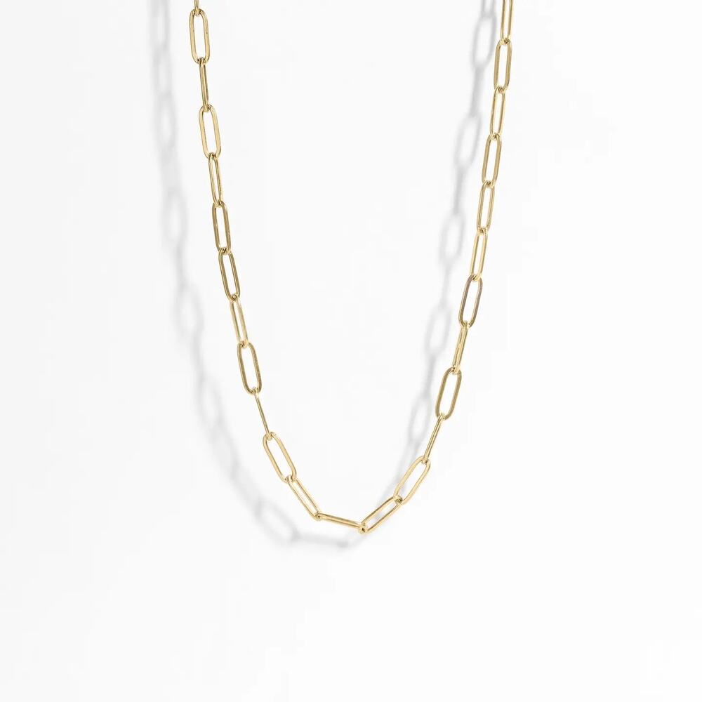 NWT WJW 18K Gold PVD Paperclip Chain Waterproof Stainless Steel Non‑Tarnish 20+2